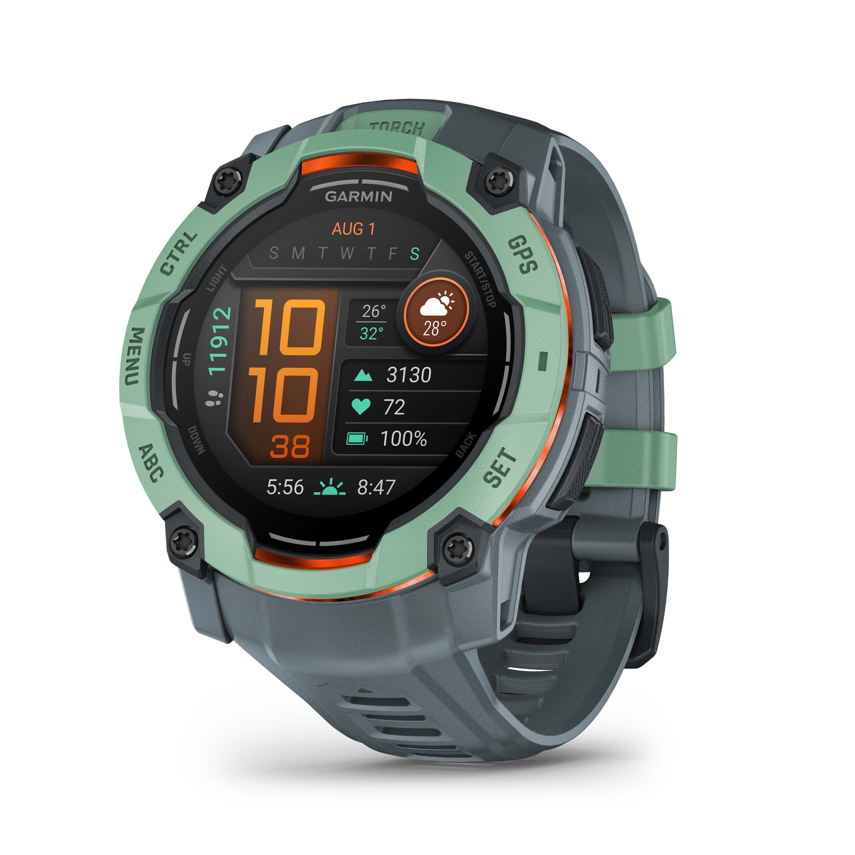 Relógio Garmin Instinct® 3 AMOLED Neo Tropical e Cinza 50mm