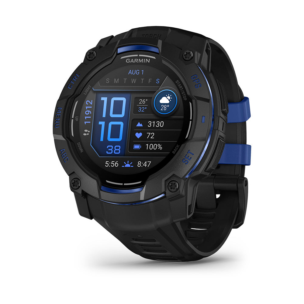 Relógio Garmin Instinct® 3 Supernova AMOLED Preto e Azul 50mm