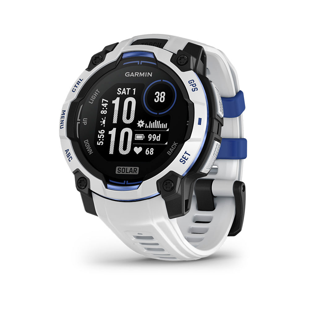 Relógio Garmin Instinct® 3 Supernova Solar Branco e Azul 45mm