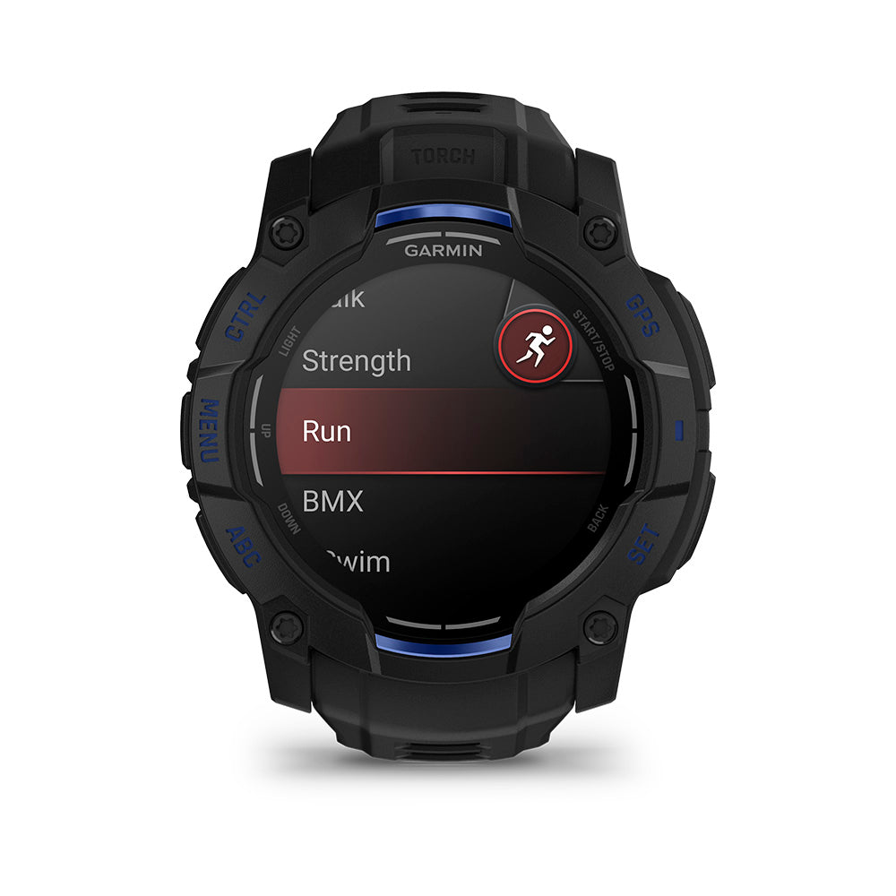 Relógio Garmin Instinct® 3 Supernova AMOLED Preto e Azul 50mm