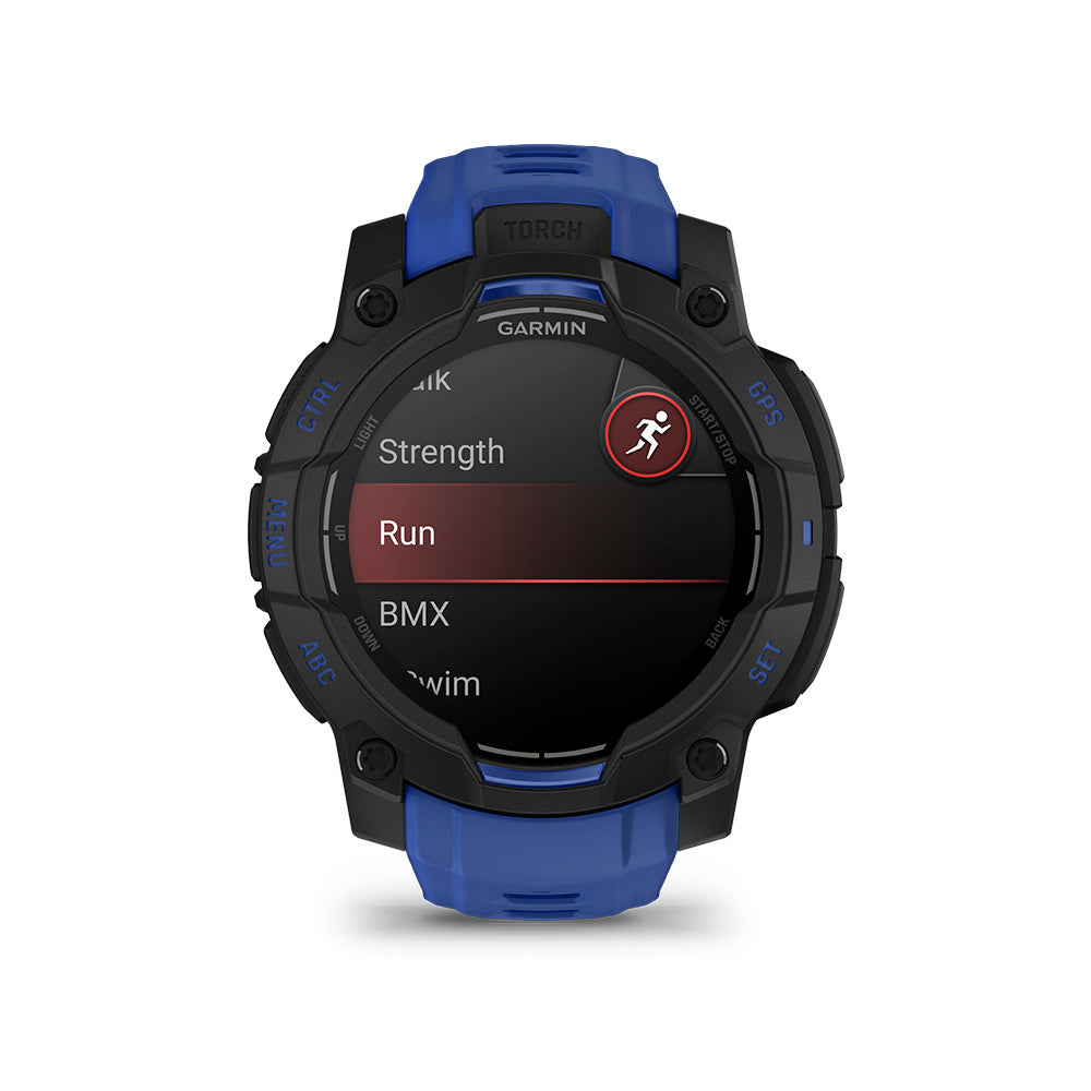 Relógio Garmin Instinct® 3 Supernova AMOLED Preto e Azul 45mm