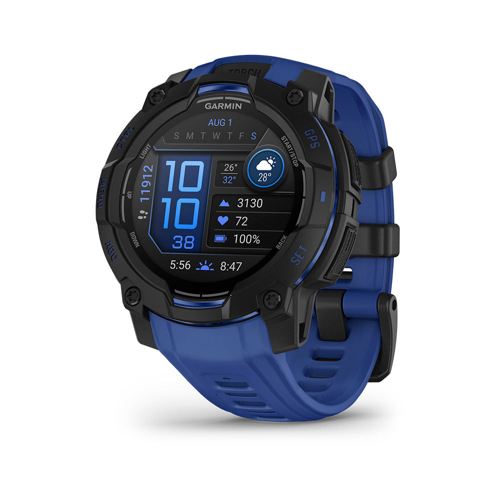 Relógio Garmin Instinct® 3 Supernova AMOLED Preto e Azul 45mm