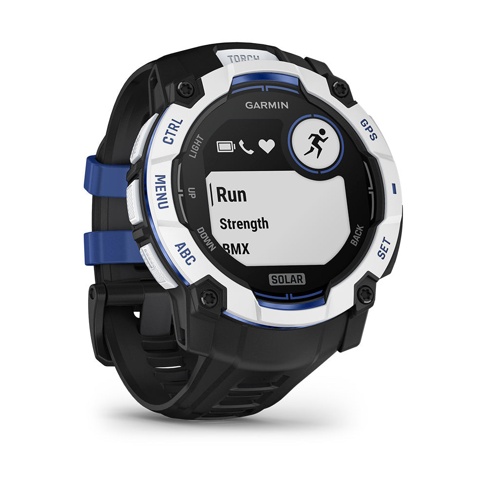 Relógio Garmin Instinct® 3 Supernova Solar Branco Azul e Preto 50mm